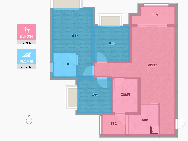 重庆-重庆市-龙湖春江天镜-78.00-户型库-动静分区