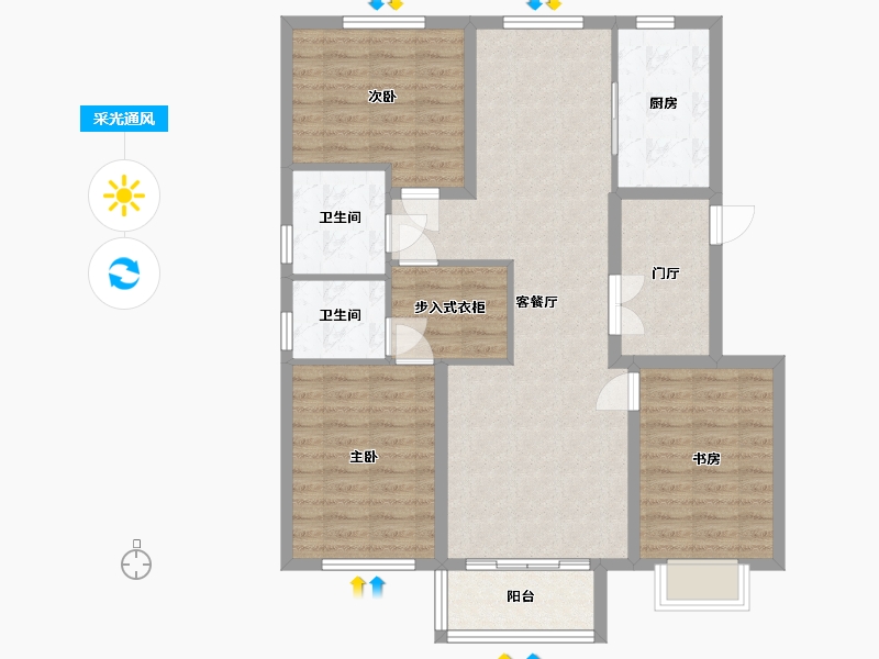 山西省-朔州市-西山映像-117.00-户型库-采光通风