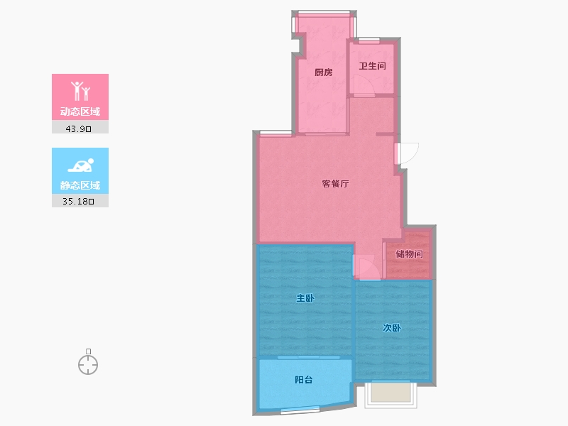 江苏省-南京市-九龙雅苑-76.95-户型库-动静分区