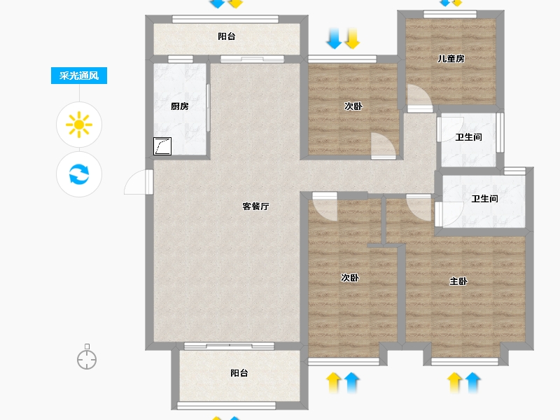 河北省-秦皇岛市-首府-124.00-户型库-采光通风