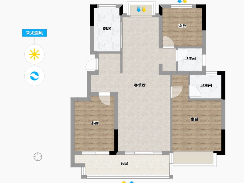 安徽省-滁州市-荣欣清河园小区-98.00-户型库-采光通风