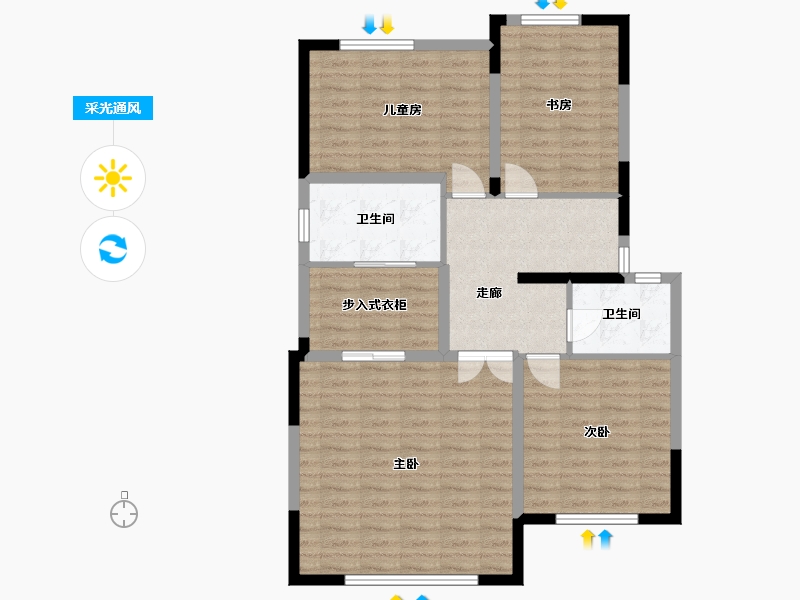 陕西省-西安市-荣德荣泽公馆-200.00-户型库-采光通风