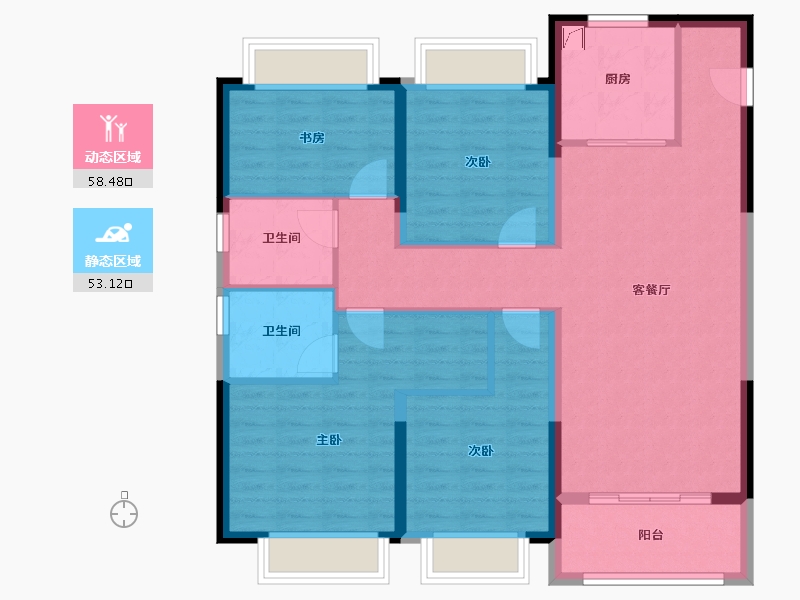 江苏省-苏州市-合樾兰亭花园-100.00-户型库-动静分区