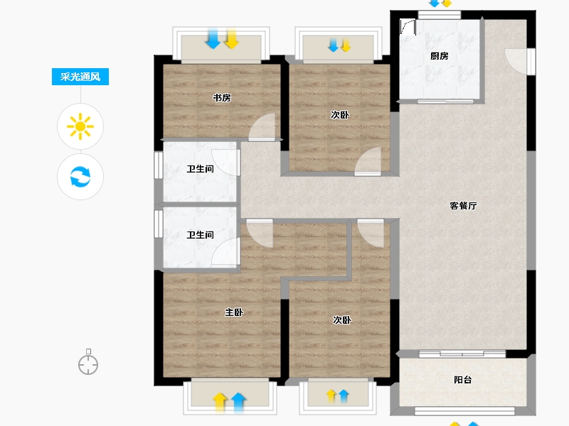 江苏省-苏州市-合樾兰亭花园-100.00-户型库-采光通风