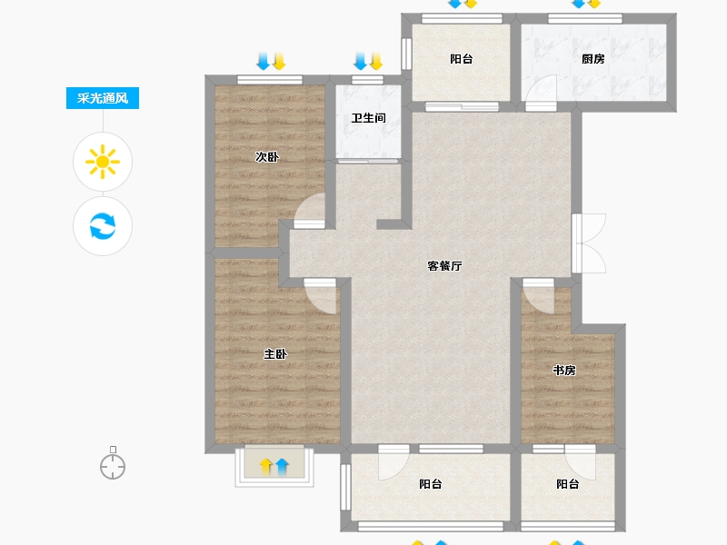 新疆维吾尔自治区-昌吉回族自治州-佳弘融锦城3期-110.00-户型库-采光通风