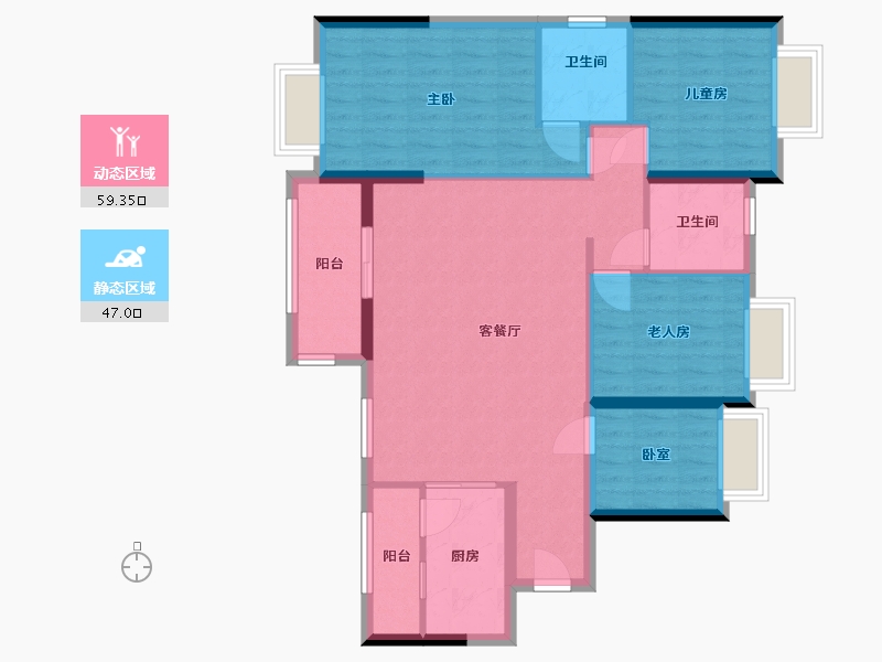 广东省-惠州市-海伦·香洲花园-106.00-户型库-动静分区