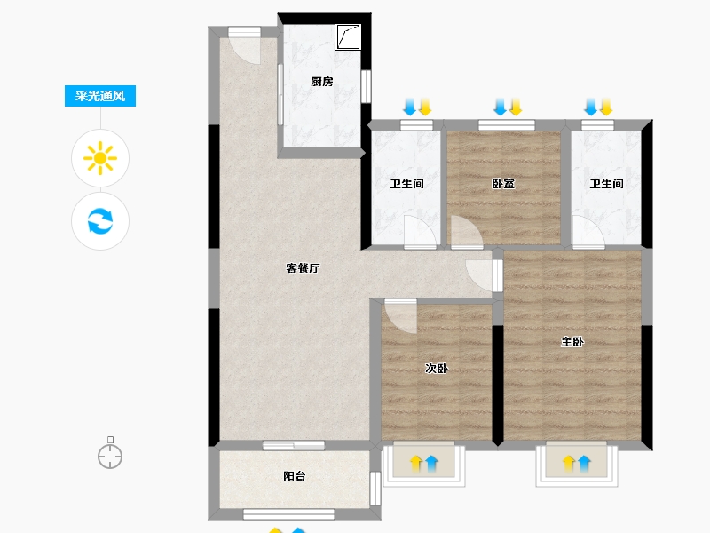 江苏省-苏州市-璟禧云庭-78.00-户型库-采光通风