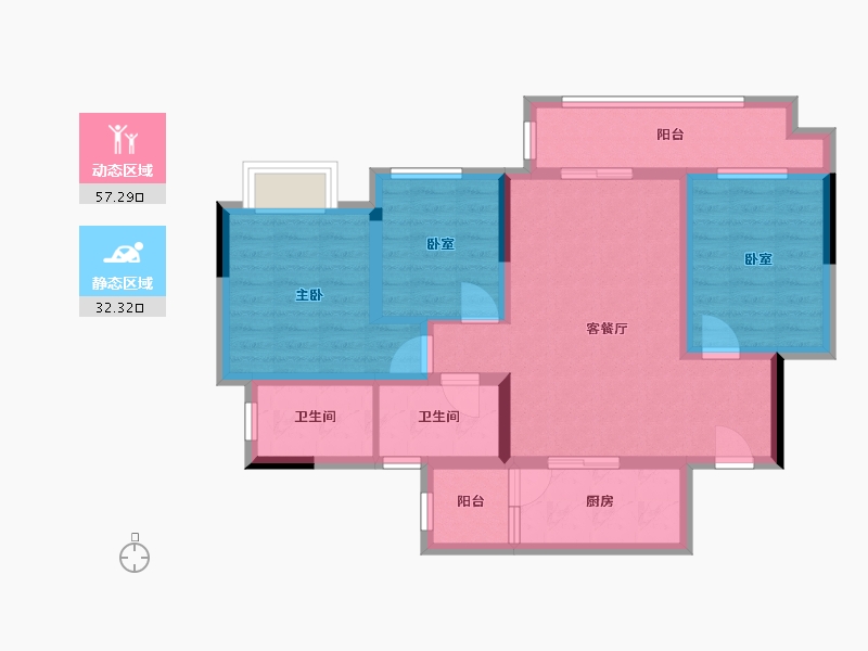 重庆-重庆市-金科博翠云邸-81.97-户型库-动静分区