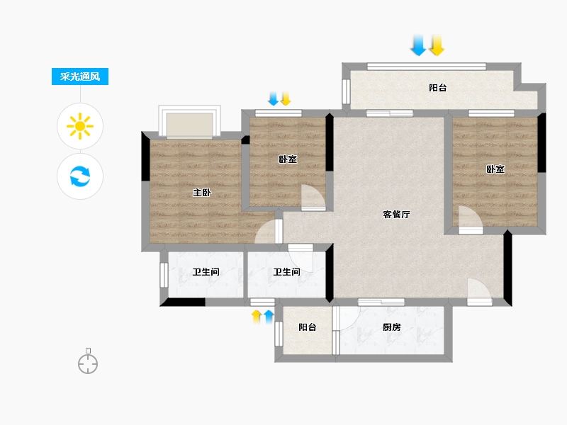 重庆-重庆市-金科博翠云邸-81.97-户型库-采光通风