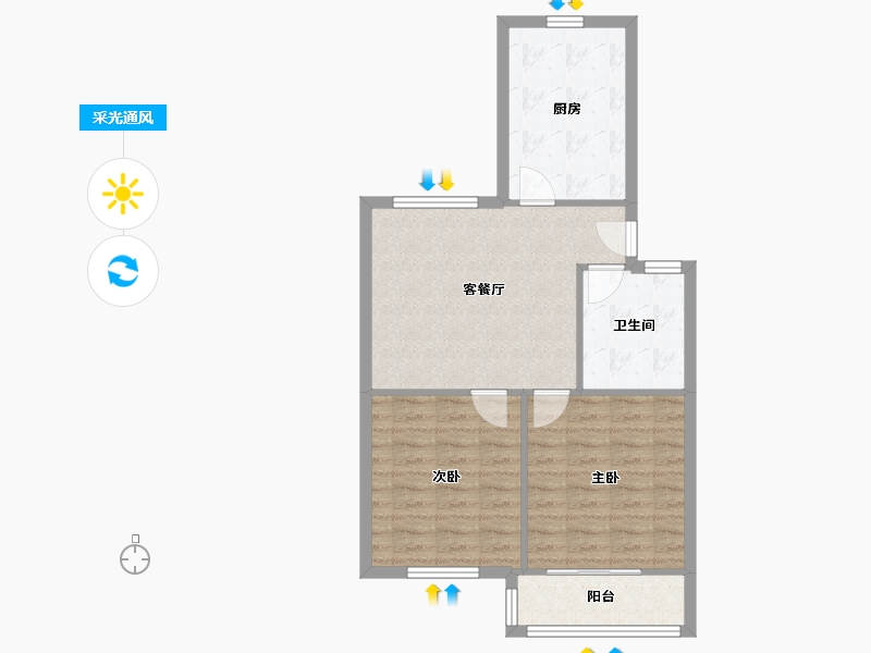 陕西省-咸阳市-彩虹小区-55.00-户型库-采光通风