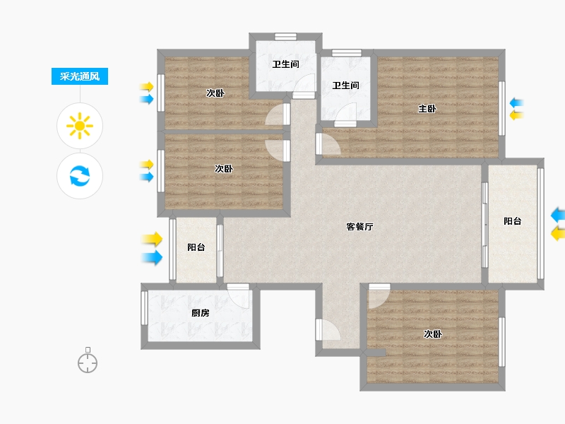 河南省-焦作市-盈佳·御景园-120.00-户型库-采光通风