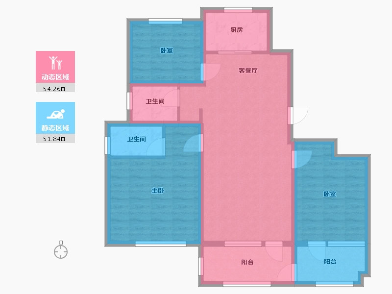 山东省-济宁市-龙城公馆-102.00-户型库-动静分区