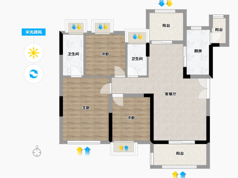 四川省-南充市-北城御景-98.00-户型库-采光通风