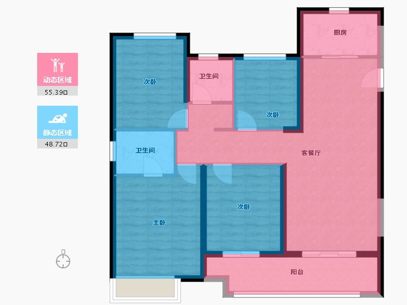 湖南省-长沙市-梅溪悦章-93.00-户型库-动静分区