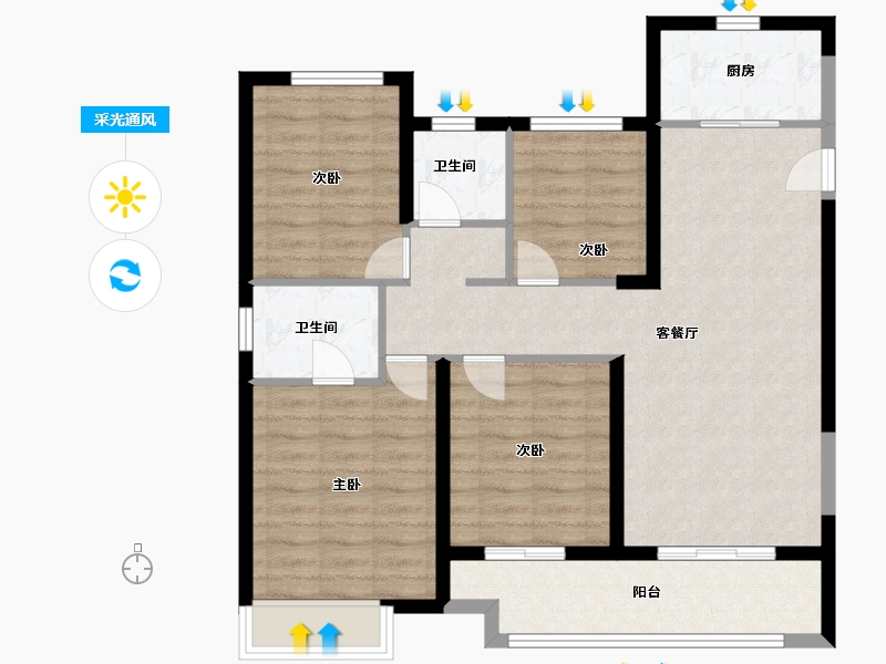 湖南省-长沙市-梅溪悦章-93.00-户型库-采光通风