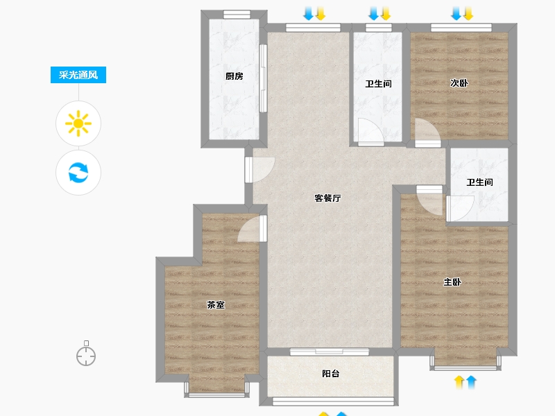 河北省-邢台市-滨河上智家园-102.00-户型库-采光通风