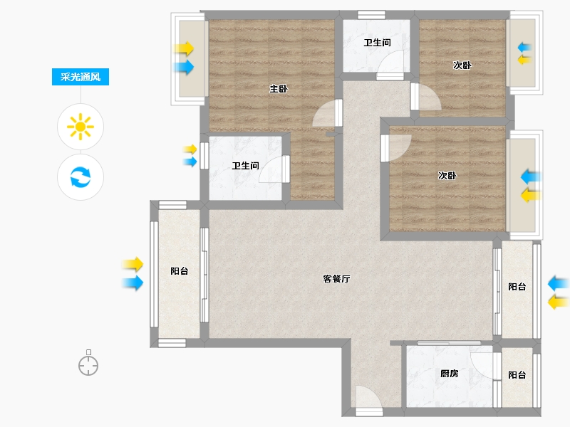 广东省-广州市-阳光城丽景湾-98.00-户型库-采光通风