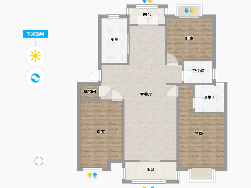 上海-上海市-春申府邸-103.30-户型库-采光通风