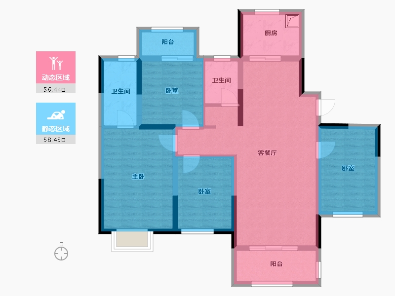 湖南省-长沙市-梦想新天地-110.00-户型库-动静分区