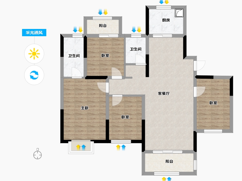 湖南省-长沙市-梦想新天地-110.00-户型库-采光通风