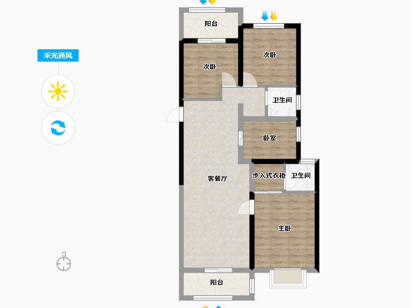 河南省-郑州市-清韵颐景园-91.03-户型库-采光通风