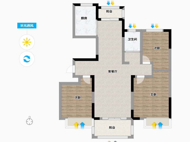 安徽省-巢湖市-名城御花园-95.87-户型库-采光通风