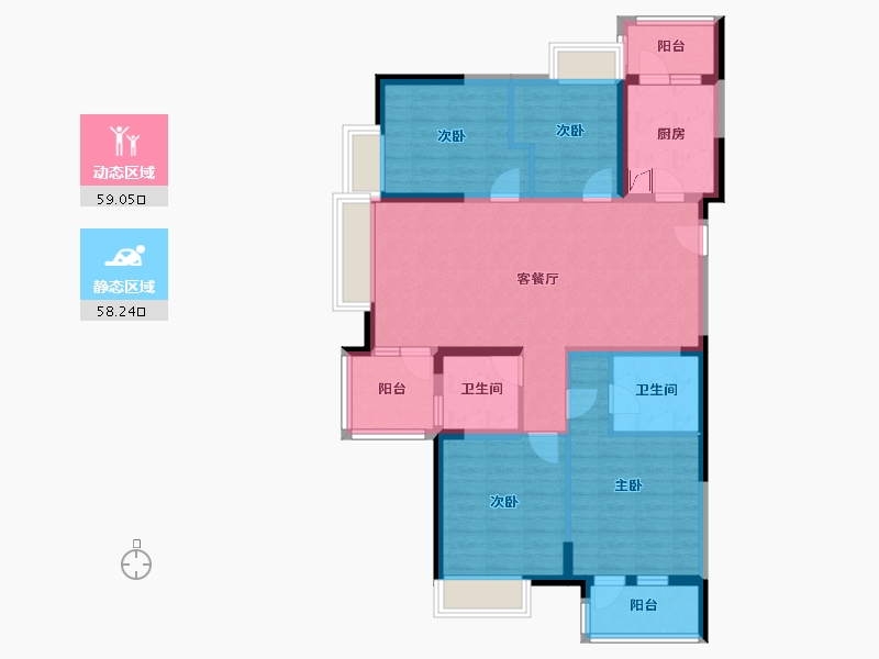 江苏省-苏州市-昆城景苑-109.97-户型库-动静分区