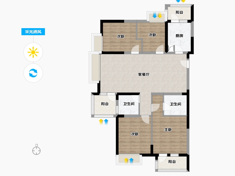 江苏省-苏州市-昆城景苑-109.97-户型库-采光通风