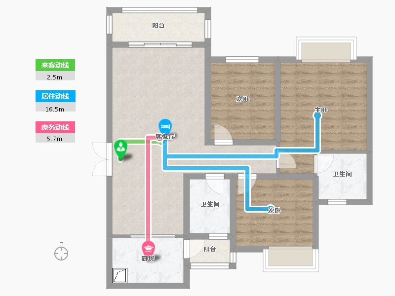 贵州省-贵阳市-兴隆枫丹白鹭城市花园-96.00-户型库-动静线