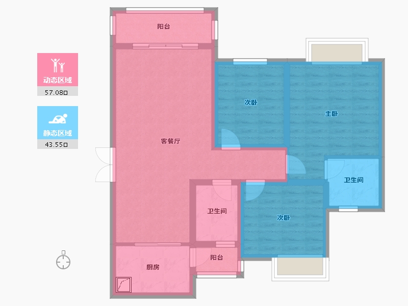 贵州省-贵阳市-兴隆枫丹白鹭城市花园-96.00-户型库-动静分区