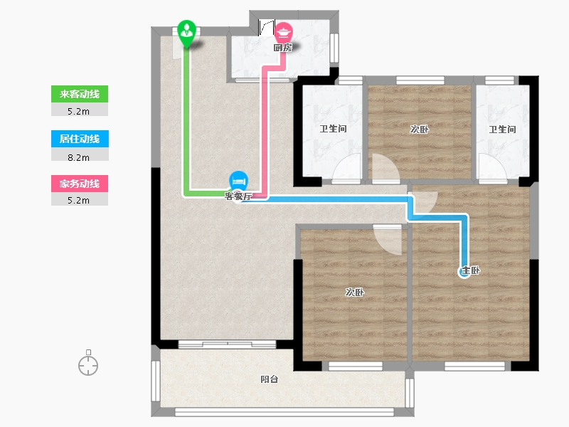 湖北省-荆州市-誉天下-80.00-户型库-动静线