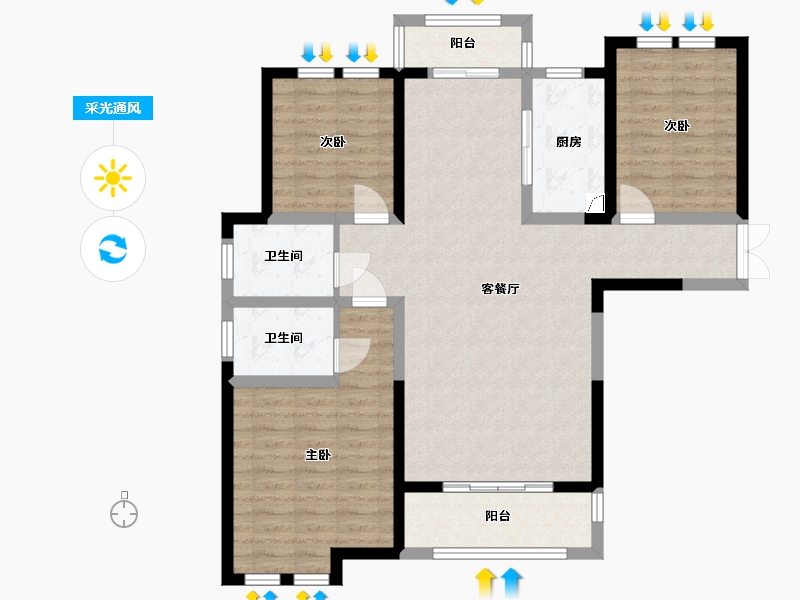 河南省-郑州市-水之郡-108.00-户型库-采光通风