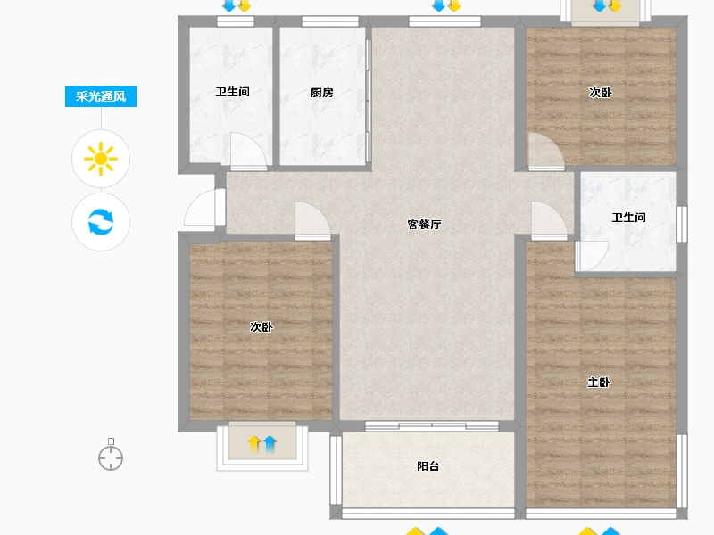 湖北省-孝感市-中仁御景-102.00-户型库-采光通风