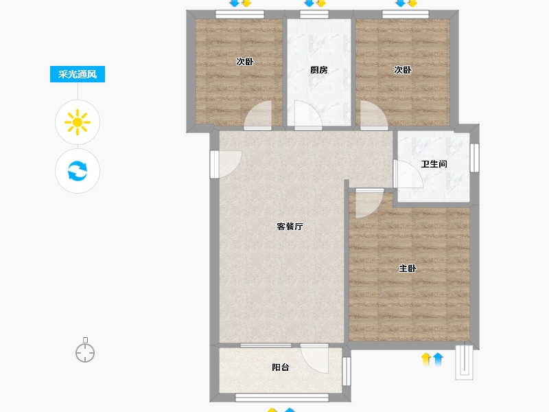 山东省-青岛市-上流合苑-60.00-户型库-采光通风