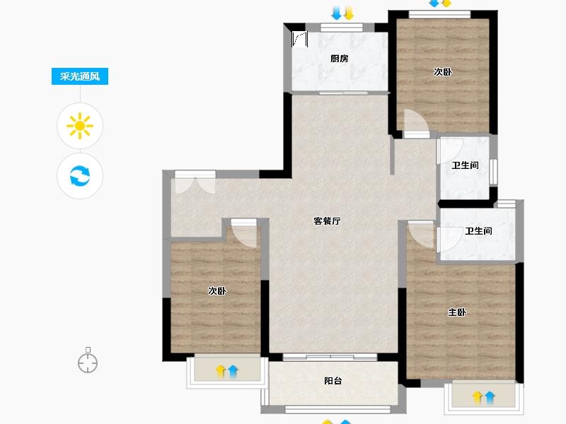 山西省-太原市-清徐碧源孔雀台-119.00-户型库-采光通风