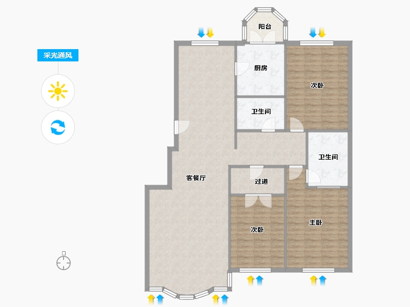 辽宁省-沈阳市-宏伟茗都-140.00-户型库-采光通风