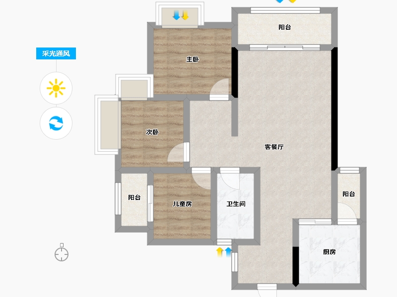 四川省-广安市-花漾城-88.00-户型库-采光通风