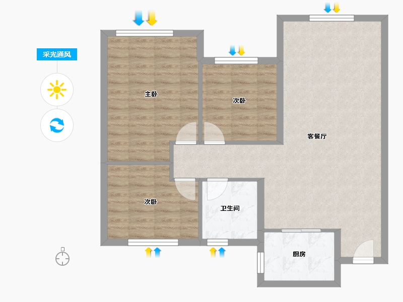 辽宁省-大连市-城市首府-73.00-户型库-采光通风