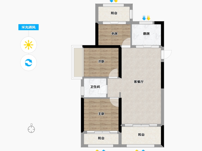 辽宁省-大连市-城市首府-75.00-户型库-采光通风