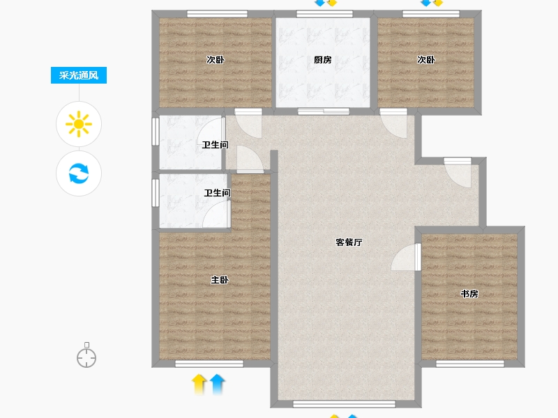 内蒙古自治区-赤峰市-翡翠明珠-136.00-户型库-采光通风