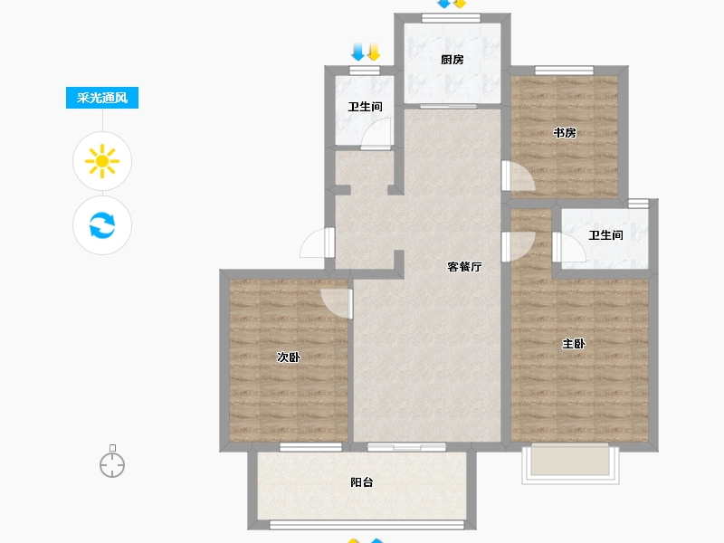 江苏省-扬州市-宝中未来城-94.00-户型库-采光通风