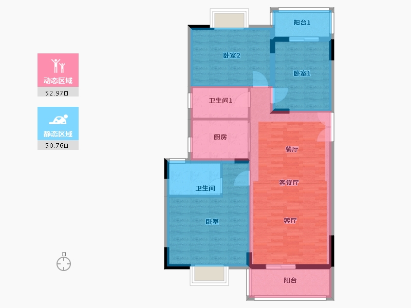 贵州省-遵义市-上城·中央-90.00-户型库-动静分区