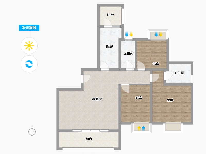 四川省-成都市-sm锦悦-96.91-户型库-采光通风