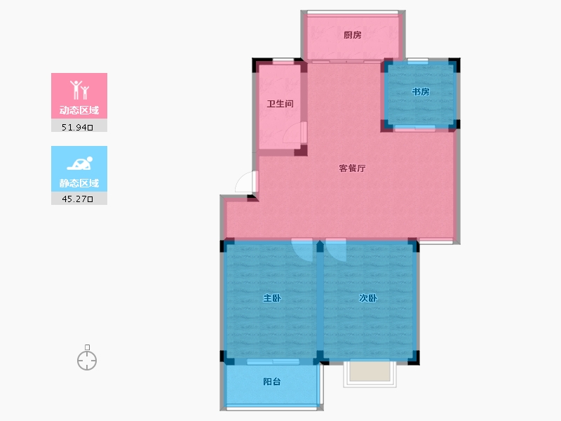 江苏省-镇江市-绿竹苑-98.00-户型库-动静分区