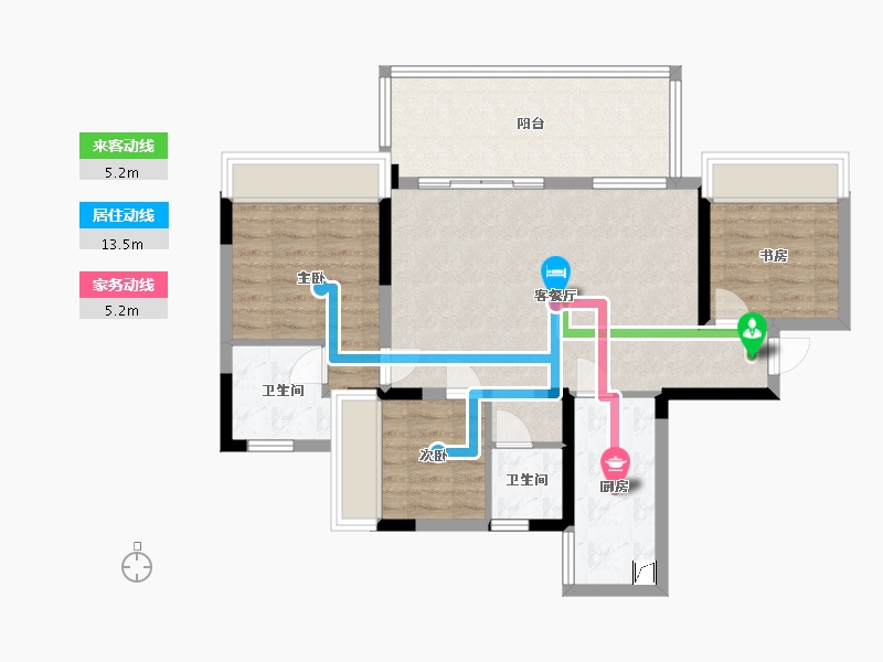 四川省-绵阳市-树高翡丽花园城-84.00-户型库-动静线