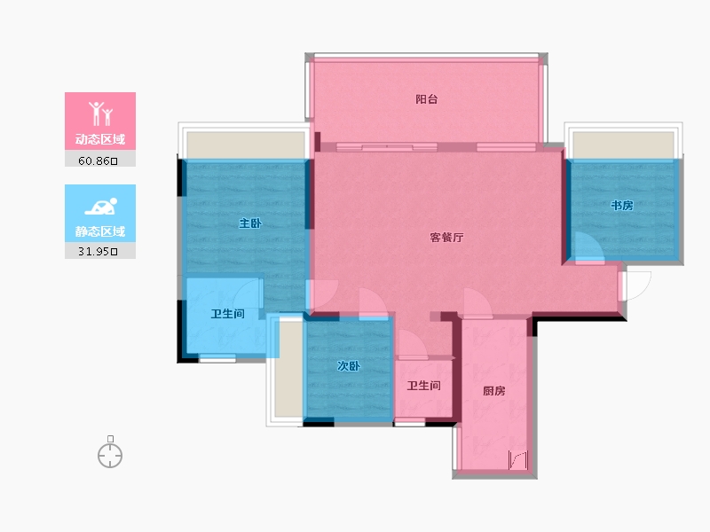 四川省-绵阳市-树高翡丽花园城-84.00-户型库-动静分区