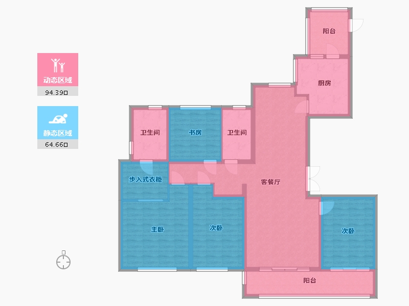 浙江省-温州市-瑞安万科时代大都会-143.00-户型库-动静分区