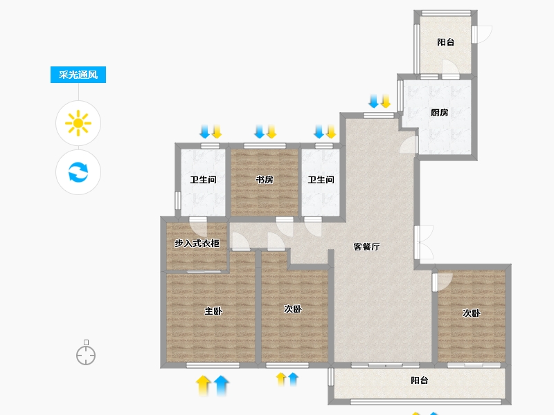 浙江省-温州市-瑞安万科时代大都会-143.00-户型库-采光通风