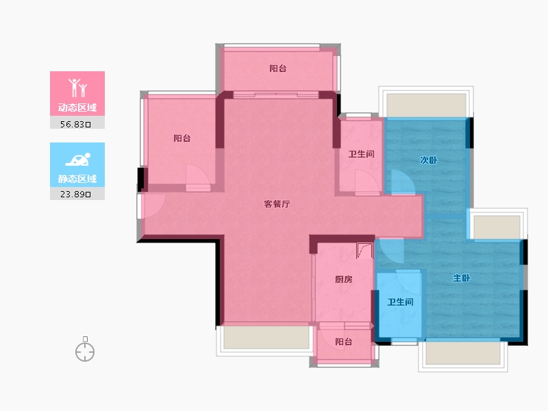 广东省-江门市-鸿景天悦-80.00-户型库-动静分区