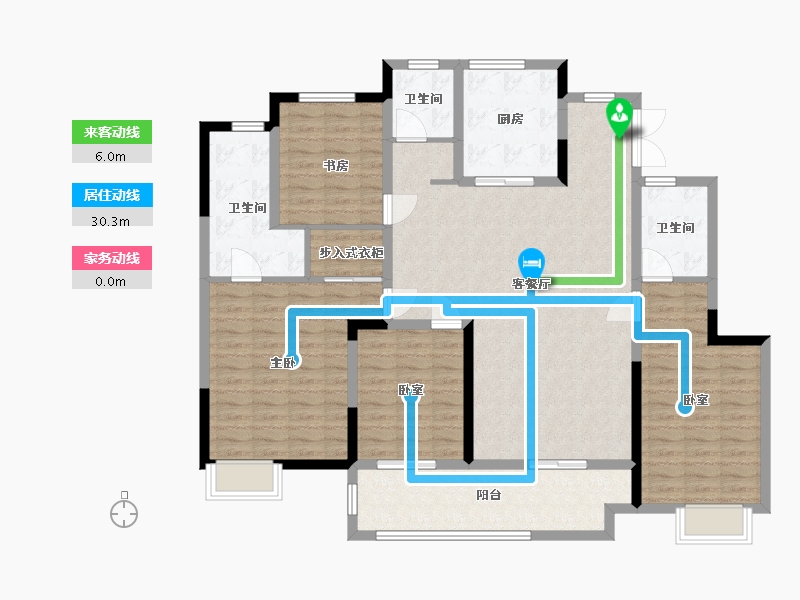 河南省-郑州市-新城玺樾门第-136.12-户型库-动静线